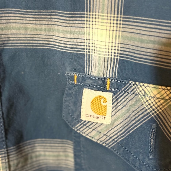 Carhartt relaxed fit short sleeve plaid button up work shirt 2XL - Picture 3 of 4